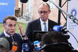 Betonen vor dem EU-Gipfel ihre Einigkeit: Macron und Merz. 