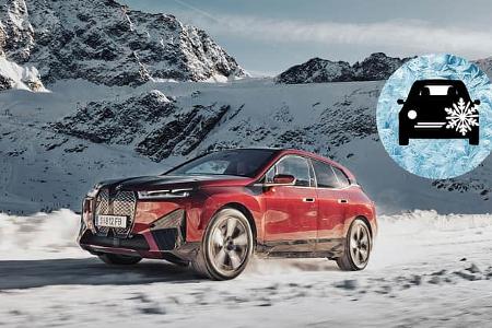 BMW iX Winter Frost Schnee Weihnachten Elektroauto