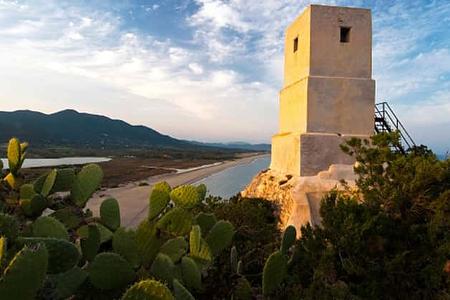 Salinas coastal Tower. Muravera. Cagliari district. Sardinia. Italy. Europe