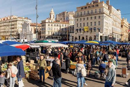 Markt, Marseille, Frankreich, Camping