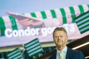 Condor-Chef Peter Gerber sieht die Zukunft der Airline in Frankfurt. 