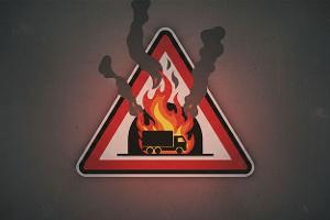 Tunnelbrand Verkehrsschild