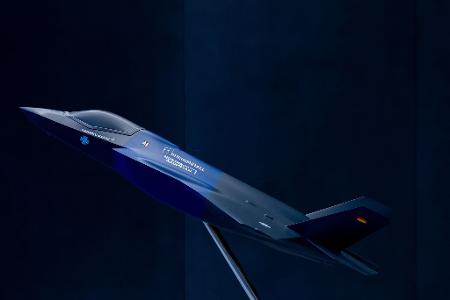 Ein Modell des US-Tarnkappenbombers F35, für den Rheinmetall in Weeze das Rumpfmittelteil baut.