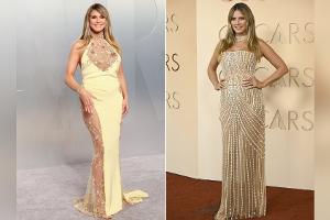 Zweimal im hellen Kleid: Heidi Klum setzt auf den Oscartrend