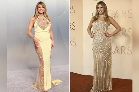 Zweimal im hellen Kleid: Heidi Klum setzt auf den Oscartrend