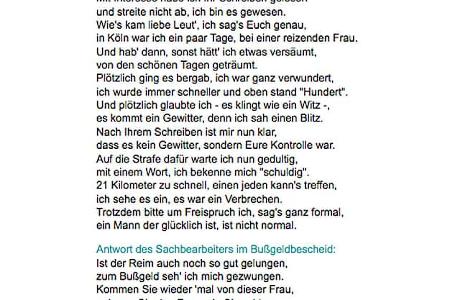 lustige Ausreden Bußgeld