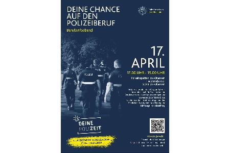 Einladung zum Berufsinformationsabend der Polizeiinspektionen Birkenfeld und Idar-Oberstein am 17. April ab 17 Uhr in Idar-Oberstein.