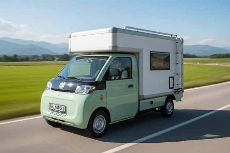 Außenaufnahme, Elektro-Wohnnmobil, Straße