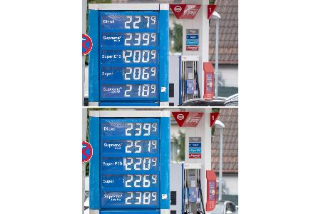 An dieser Tankstelle sind die Preise mittags teils deutlich gestiegen. 