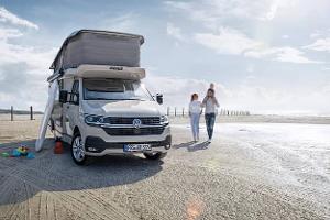 Aufgeklappt, Strand, Familie, Campingbus