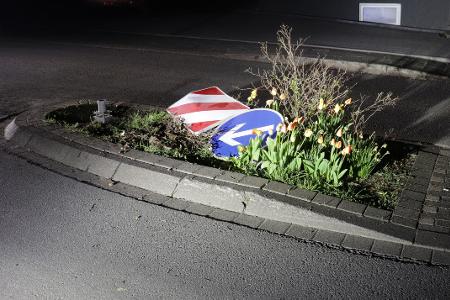 Bei dem Aufprall löste sich das Verkehrszeichen aus der Halterung.