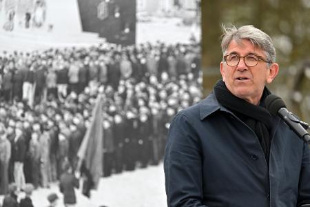 Auch beim Gedenken an den Jahrestag der Befreiung des früheren KZ Buchenwald gab es Protest gegen Weimer. (Archivbild)