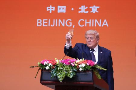 Trump sprach beim Staatsbankett. 