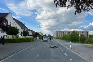 Unfallstelle in Fahrtrichtung der Beteiligten