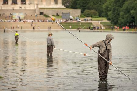 Die Arbeiten am Reflecting Pool werden wohl doch aufwendiger als gedacht.