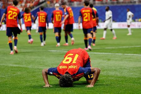 Das 1:0 für Spanien: Lamine Yamal jubelt nach seinem Tor.