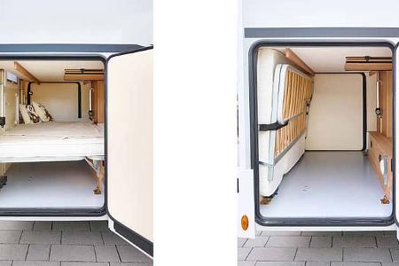 geöffnete Heckklappe, Bett, Stauraum