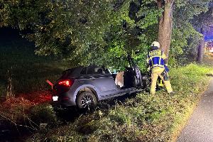 Auto kracht gegen Baum