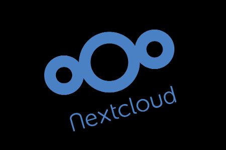Logo von Nextcloud, blau auf schwarzem Grund