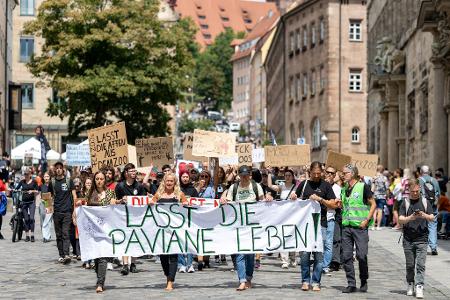 Tierschützerinnen und Tierschützer protestierten im vergangenen Jahr wiederholt gegen die Pläne des Tiergartens, einzelne Paviane aus Platzmangel zu töten. (Archivbild)