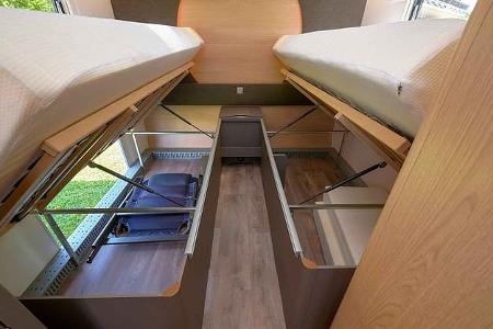 Bettkasten, LMC Videro 510 E, Caravan, Wohnwagen, Luxus