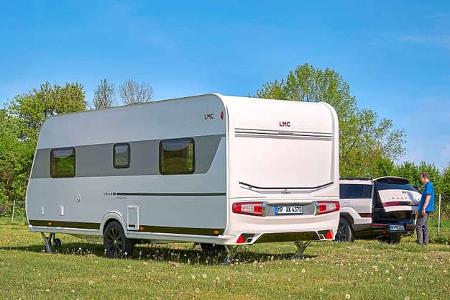 Rückansicht, LMC Videro 510 E, Caravan, Wohnwagen, Luxus