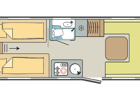 Grundriss, LMC Videro 510 E, Caravan, Wohnwagen, Luxus