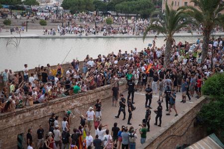 Am Ende der Demonstration kam es zu Rangeleien zwischen Polizisten und Protestlern.