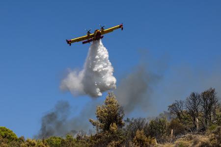 Seit den frühen Morgenstunden sind zahlreiche Löschflugzeuge im Einsatz.