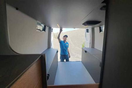 Pössl XL Evo, Campingbus, Sprinter, innen, Heckgarage