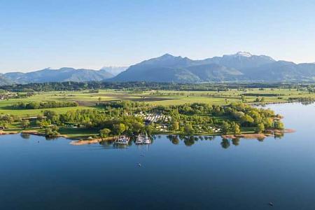 See, Campingplatz Rödlgries, Chiemsee, Chiemgau, Bayern, Übersee