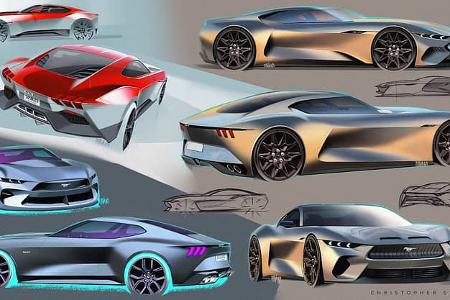 Ford Mustang Design-Zeichnungen