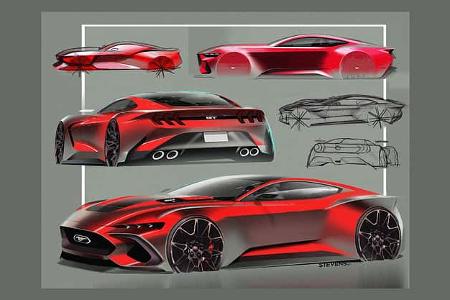 Ford Mustang Design-Zeichnungen