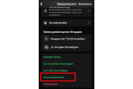 Einen Chat kannst Du auch exportieren. Hier in der iOS-Version.
