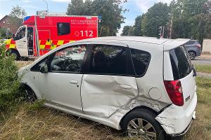 Die Fahrerin des Mitsubishi zog sich beim Unfall Verletzungen zu.
Foto: Polizei Minden-Lübbecke