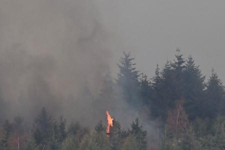 Bei dem großen Waldbrand nahe Hürtgenwald im nordrhein-westfälischen Kreis Düren hat sich die Lage in der Nacht zugespitzt.