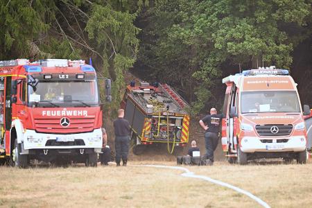 Die Feuerwehr ist beim Waldbrand im Einsatz. 