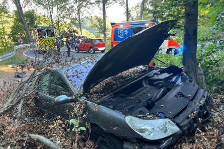 Auto prallt gegen Baum