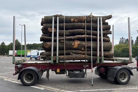 Holztransport mit 46,6t zu schwer und zu hoch