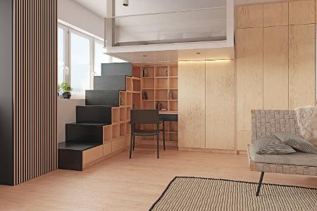 Regal unter der Treppe