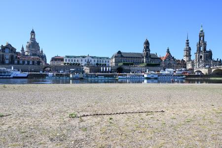 Ausgetrocknetes Ufer - auch in Dresden. (Archivbild)