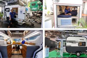 kleine Caravans, Mini-Wohnwagen, Collage