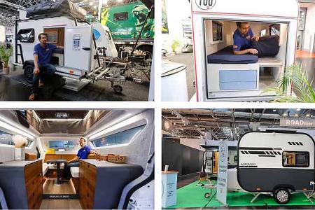 kleine Caravans, Mini-Wohnwagen, Collage