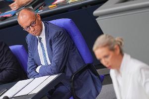 Es ist das erste Aufeinandertreffen von Merz und Weidel seit dem Erdrutschsieg der AfD in Sachsen-Anhalt.