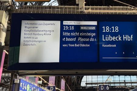 Eine Bombenentschärfung in Hamburg-Bahrenfeld wirkt sich auch auf den Bahnverkehr nach Lübeck aus.