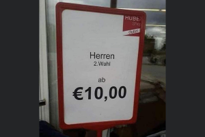 Schild Herren 2. Wahl