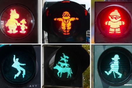 Deutschlandweit werben Städte an Ampeln mit ihren Maskottchen. (Archivbild)