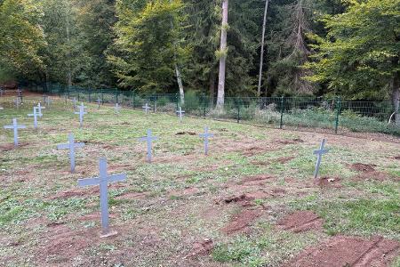 Tatort Ehrenfriedhof Reimsbach - derartige Kreuze wurden entwendet.
