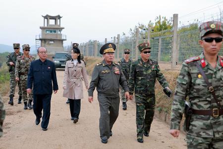 Kim Yo Jong, Schwester von Machthaber Kim Jong Un, hat am Mittwoch die innerkoreanische Grenze inspiziert
