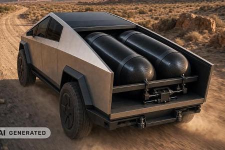 Idee: Tesla Cybertruck mit Drucktanks für Kaltgas-Triebwerken zur Erhöhung der Geländegängigkeit